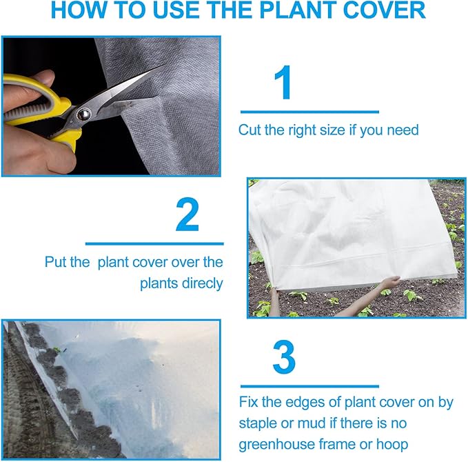 10ft x 50ft Plant Covers Freeze Protection, 1.2oz Frost Blankets Floating Row Cover for Plants Frost Protection Covers Garden Winter Frost Pests Protection,White