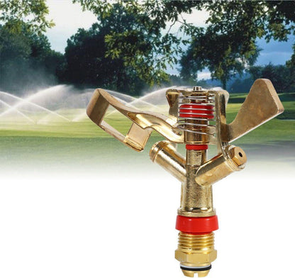Tyenaza 360 Rotating Brass Impact Sprinkler, 1/2 Inch Garden Sprinkler Head for Lawn Grass Patio Garden Irrigation, 10-15.5m Spray Distance