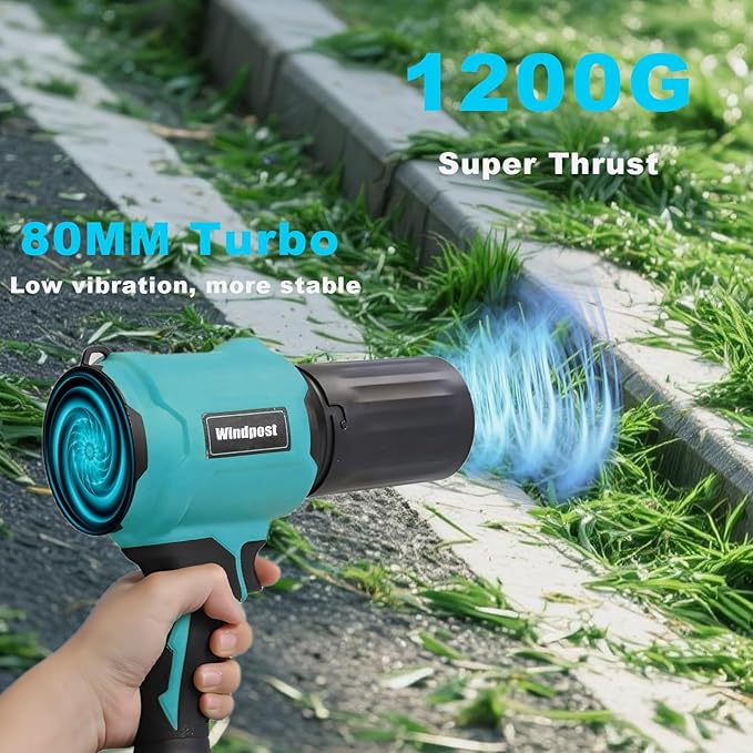 Small Cordless Leaf Blower,Leaf Blower Cordless,300000RPM Turbo Jet Blower with 1X24VX4.0Ah Battery and Charger for Patio Cleaning,Lawn Care,Car Cleaning and Dust Etc,2 Blowing Nozzles-Blue