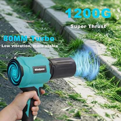 Small Cordless Leaf Blower,Leaf Blower Cordless,300000RPM Turbo Jet Blower with 1X24VX4.0Ah Battery and Charger for Patio Cleaning,Lawn Care,Car Cleaning and Dust Etc,2 Blowing Nozzles-Blue