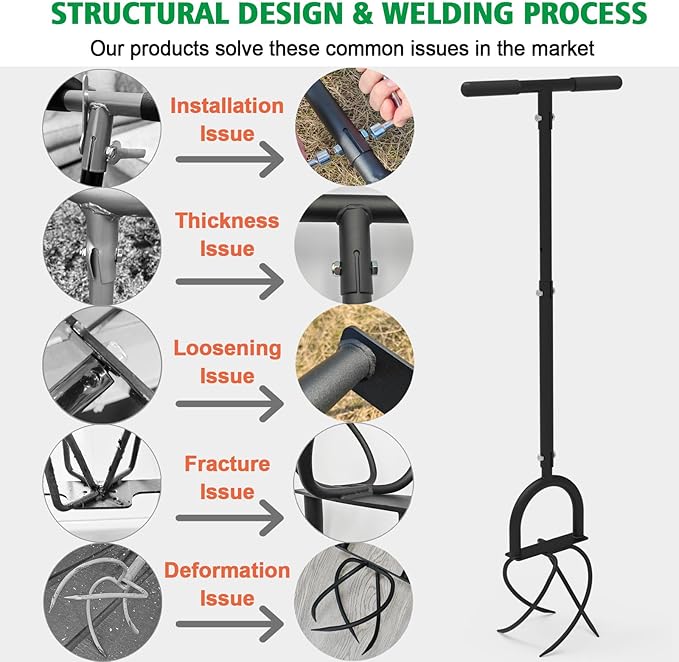 Hand Tiller Garden Claw Twist Tiller Cultivator Tiller Soil Loosener Lawn Aerator, Rototiller, for Garden Bed and Plant Box Cultivator Garden Tools