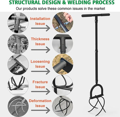 Hand Tiller Garden Claw Twist Tiller Cultivator Tiller Soil Loosener Lawn Aerator, Rototiller, for Garden Bed and Plant Box Cultivator Garden Tools