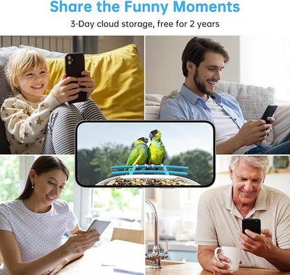 SMONET Bird Feeder with Camera B300: Smart Birdhouse Camera AI Recognition Solar Powered,Outdoor Wireless WiFi Birdfeeder Watching Live Video,Funny Birthday Gifts for Mom Mother Grandma Daughter