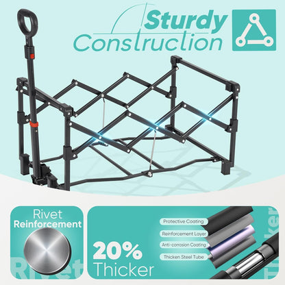 Sekey Collapsible Wagon Cart Foldable with 220LBS Weight Capacity, Lightweight Portable Folding Grocery Shopping Cart with Wheels for Camping Sports Beach and Shopping.Black