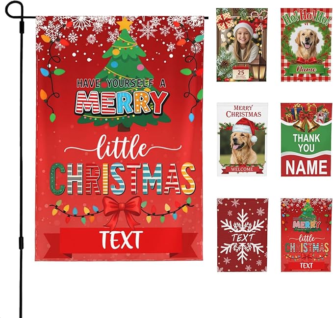 Custom Christmas Garden Flag for Outdoor Personalized Christmas Yard Flags Decor Customized Flag Add Your Own Picture/Text House Lawn Banner Double Sided Home Wall Decoration 12.5x18 28x40