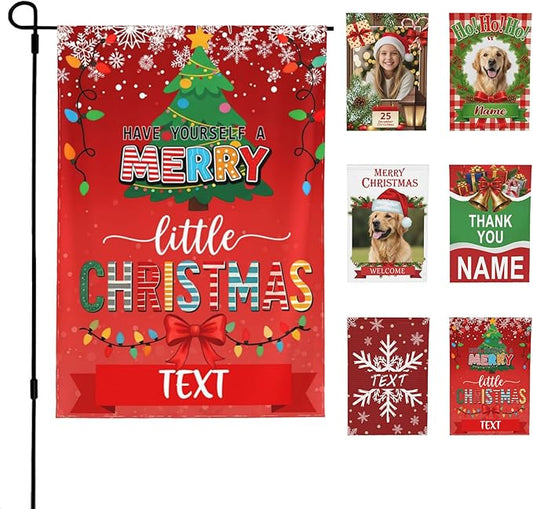 Custom Christmas Garden Flag for Outdoor Personalized Christmas Yard Flags Decor Customized Flag Add Your Own Picture/Text House Lawn Banner Double Sided Home Wall Decoration 12.5x18 28x40