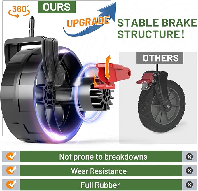 Timber Ridge 47" L Collapsible Wagon with Tailgate & Brake, 300lbs Heavy Duty Beach Wagon with All-Terrain Big Wheels, 250L Foldable Utility Cart for Sand Camping Sports Shopping, Green