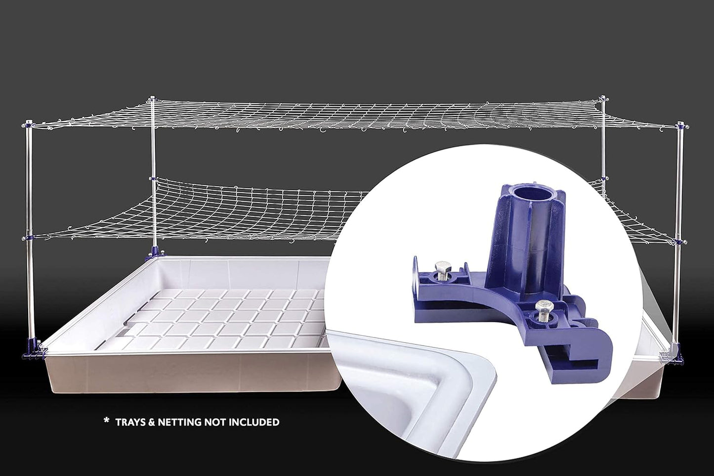 Trellis System Support Kit (Model A) - for Climbing Plants | Square Corner | Ideal for Hydroponics Growing System, Greenhouse & Garden