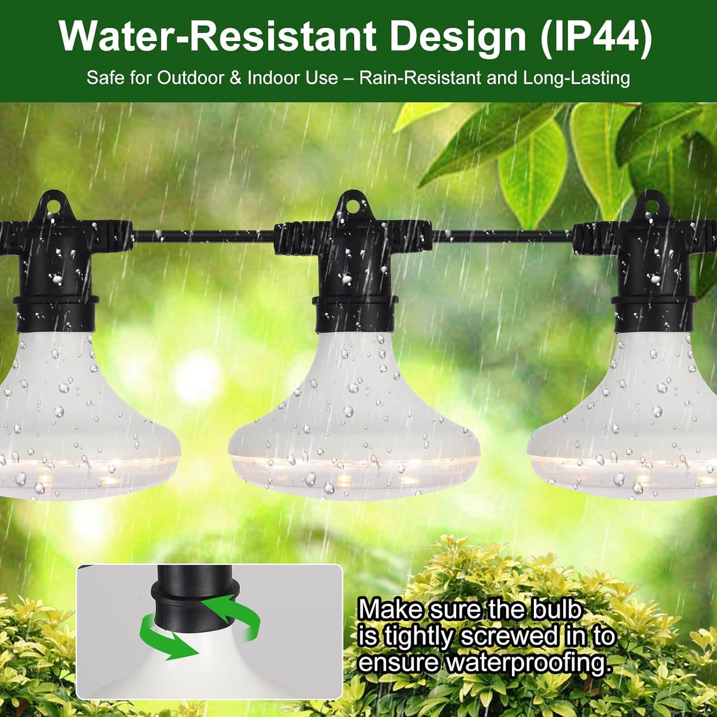 Outdoor Grow Lights Waterproof, Full Spectrum String Grow Light with 22FT Light String Cord for Seedling, Veg, Flower in Greenhouse, Garden, Backyard, Farm (6 Lights, with Smart Plug)