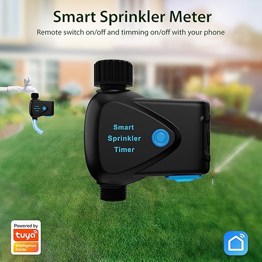 WiFi Water Timer with Flow Meter - No Hub Required, Flow-Sensing Smart Sprinkler Timer Compatible with Alexa & Google Home, Wireless Remote Garden Irrigation, Real-Time Water Usage Monitor