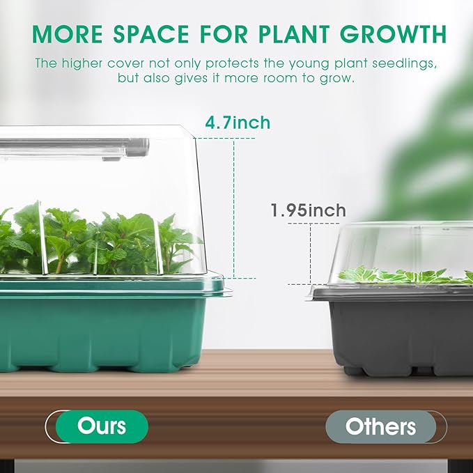 Seed Starter Tray with Grow Light, 96-Cell Seed Starter Kit, Seedling Starter Trays with Humidity Domes, Automatic Timer, Adjustable Light Indoor Gardening Plant Germination Trays