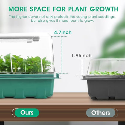 Seed Starter Tray with Grow Light, 96-Cell Seed Starter Kit, Seedling Starter Trays with Humidity Domes, Automatic Timer, Adjustable Light Indoor Gardening Plant Germination Trays