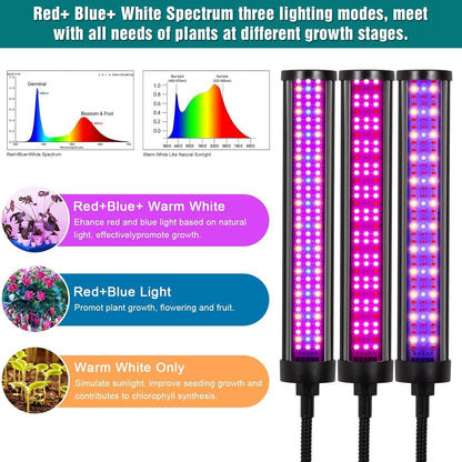 LED Grow Lights for Indoor Plants, 432 LEDs Red Blue White Full Spectrum Plant Lights for Indoor Growing with 15-63 inches Adjustable Tripod Stand, 4 Heads Grow Lamp with 4/8/12H Auto On/Off Timer