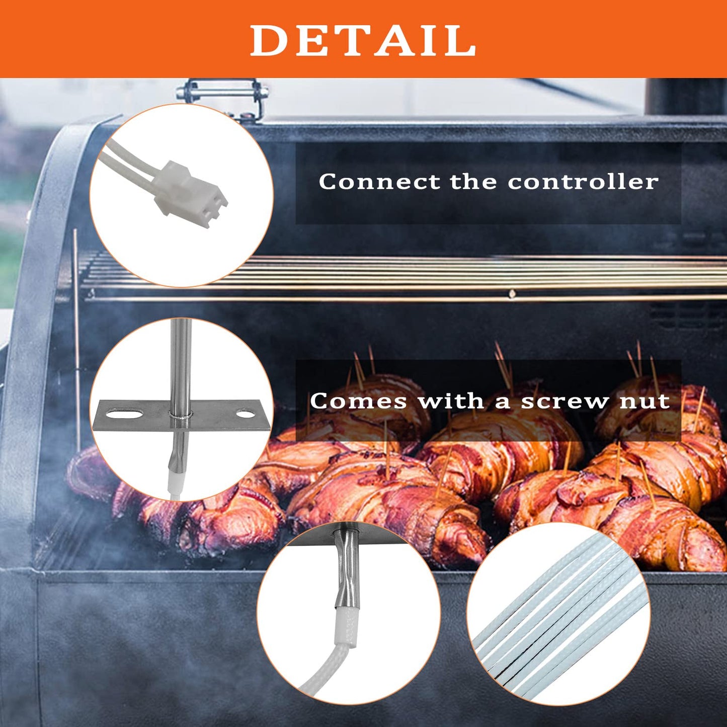 Replacement for RTD Temperature Sensor Probe, Compatible with Camp Chef Wood Pellet Grills, Replace for Part PG24-44