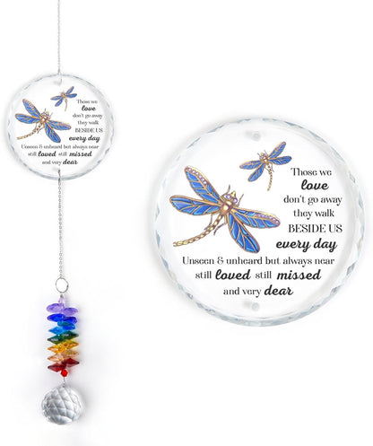 Glass Suncatcher Ornament - Those we Love Don't go Away - Sympathy Gifts for Loss of Loved Ones - Bereavement Keepsake - Crystal Rainbow Maker - Hanging Crystal Decor - Daily Remembrance