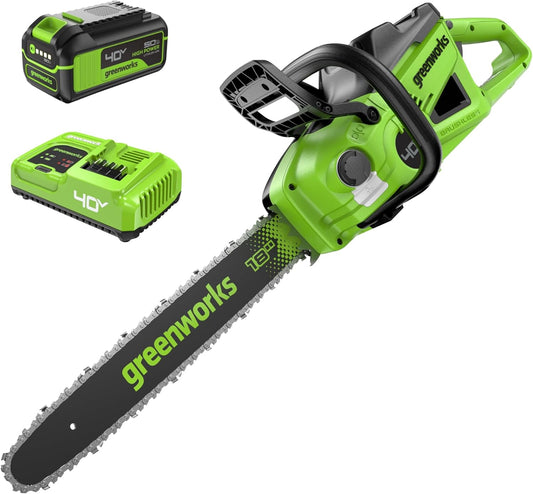 Greenworks 40V HP 18" BL Chainsaw Kit with 5.0Ah HP Battery and 5A Rapid Charger
