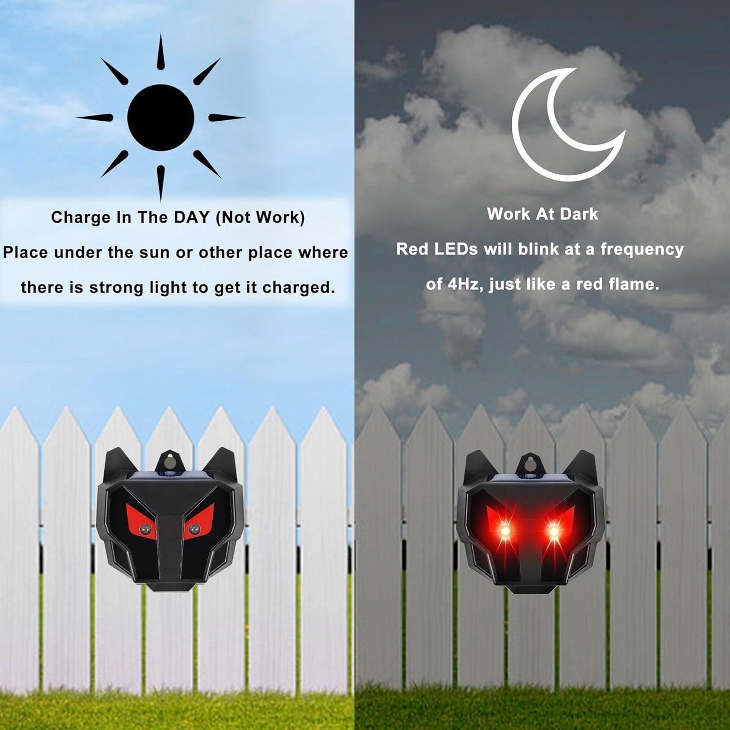 Lulu Home 6 Packs Solar Animal Repeller, Nocturnal Predator Deterrents with Red LED Flashing Lights Drive Away Raccoons, Deer, Skunks, Coyotes, Birds, Foxes from Chicken Coop Yard Farm