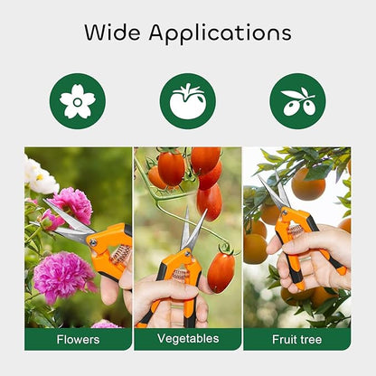 GROWNEER 1 Packs 6.5 Inch Pruning Shears Gardening Hand Pruning Snips Gardening Scissors with Straight Stainless Steel Precision Blades