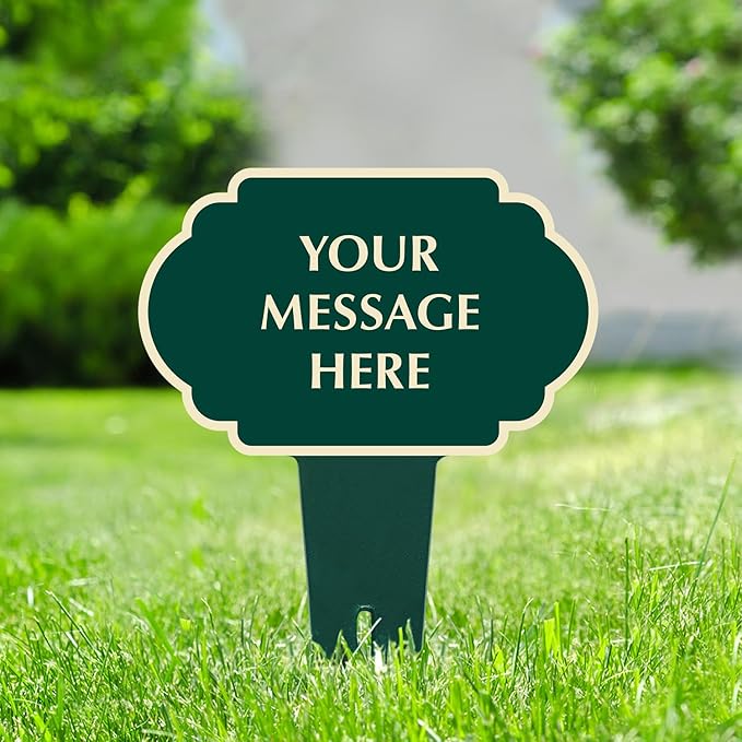 SmartSign 12"x15" Designer Yard Stake Sign - Add Your Message, Vintage Cloud Shape, 120 mil Aluminum Composite Sign w/Overcoat for Outside, Integrated Ground Stakes, Reflective Option, USA-Made