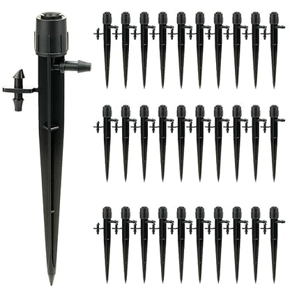 30 Pcs Drip Irrigation Emitters, Adjustable Irrigation Drippers Micro Sprinkler Sprinkler Head for 1/4 Irrigation Tubing，0-3' Spray Distance Drip Line Emitters for Drip System, Automatic Irrigation