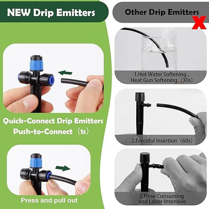 21PCS Adjustable Drip Irrigation Emitters(Fan-shaped) Kit-Quick Connect for 1/4" Tubing, Dual Adjustment System-Easy to Install Drippers for Precise Garden Watering of Vegetables,Shrubs&Flowers