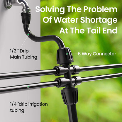 MIXC 4 Packs 1/2''to 1/4''Barbed Tee Quick Connector,Drip Irrigation Fittings for 4-Way Connector