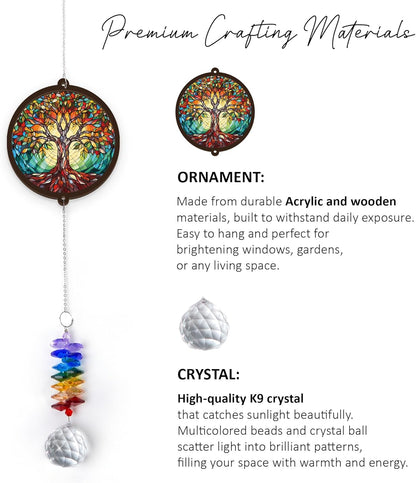 Memorial Suncatcher - Tree of Life Ornament - Sympathy Gift for Loss of Loved One - Bereavement Gifts - Condolence Gift - Memorial Rainbow Maker - Remembrance Ornament - Funeral Keepsake