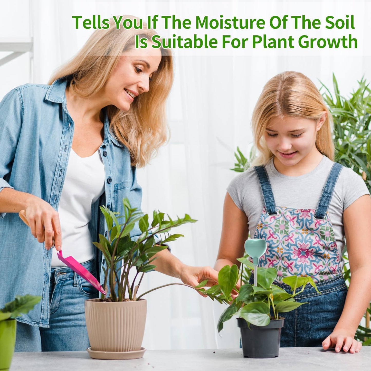 Naiades Soil Moisture Meter, Green Plant Water Monitor, Hygrometer Sensor for Gardening Farming, Indoor and Outdoor (No Battery Required)