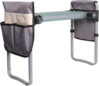 Garden Kneeler and Seat, 2024 Upgraded Foldable Heavy Duty Kneeling Bench with 2 Tool Bags and Soft EVA Foam Pad for Senior, Green
