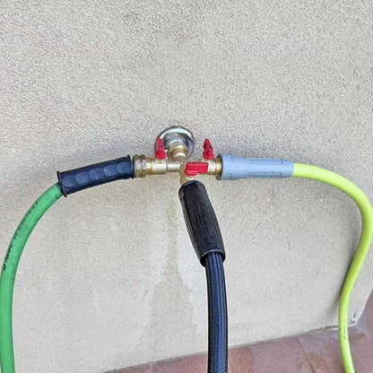 HQMPC Hose Splitter – Heavy-Duty Brass Garden Faucet Connector Garden Hose Splitter 3 Way 3/4" GHT Thread Red Handle