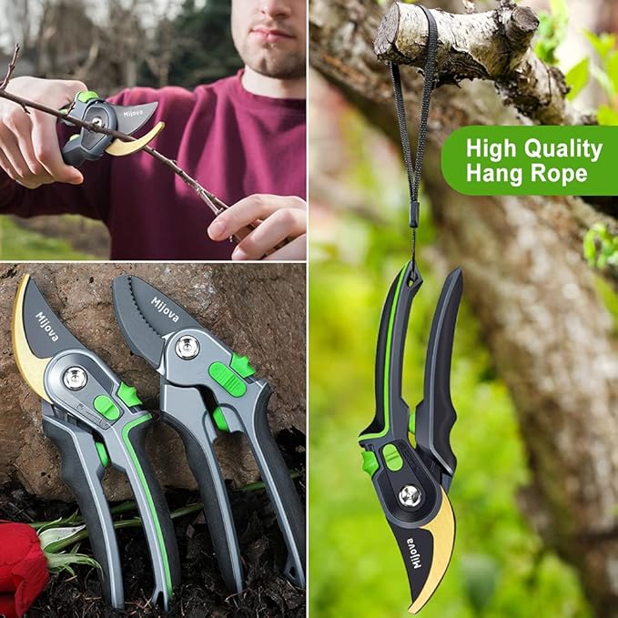 Pruning Shears, Heavy Duty Handheld Gardening Scissors, High Carbon Steel Plant Shears Use for Gardening Pruners, Floral Shrubs and Vines, Professional labor-saving Secateurs