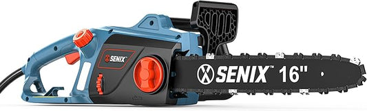 SENIX Electric Chainsaw, 16" Corded Chainsaw,12 Amp Chain Saw for Wood Cutting, Tree Trimming, Garden Tool for Pruning, Branch Cutting, Yard, Fathers Day Gift for Men,Gardener, CSE12-M