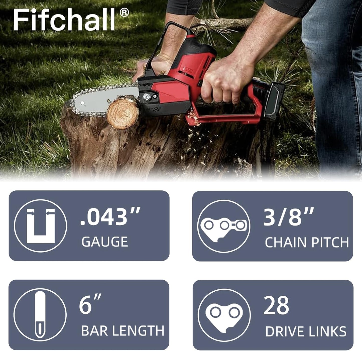 6 Inch Chainsaw Chain 3/8" LP Pitch .043" Gauge 28 Drive Links, 6" Replacement Chains Fit Milwaukee M12, 2527-20, Craftsman CMCCSL621D1, Remington, Kobalt R28-2 Chains