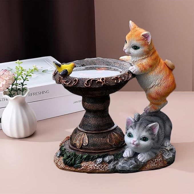 Solar Cat Garden Figurines Outdoor Decor Statue with LED Lights for Patio Balcony Yard Lawn Housewarming Gift for Garden Mom Grandma (Multicolor)