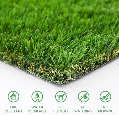 Natural Artificial Grass Turf 6 FT x 61 FT, Heyroll Customized Sizes Thick Faux Grass, 1.38" Indoor Outdoor Garden Rug Landscape Carpet Lawn Synthetic Fake Grass Mat