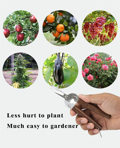 Razor Sharp Pruning Shears for Gardening, Garden Shears Carbon Steel Blade, Precision garden scissors Walnut Wood handle, 6.8” Garden Snips for Trimming Fruits, Vegetables, Flowers, Buds, Bonsai