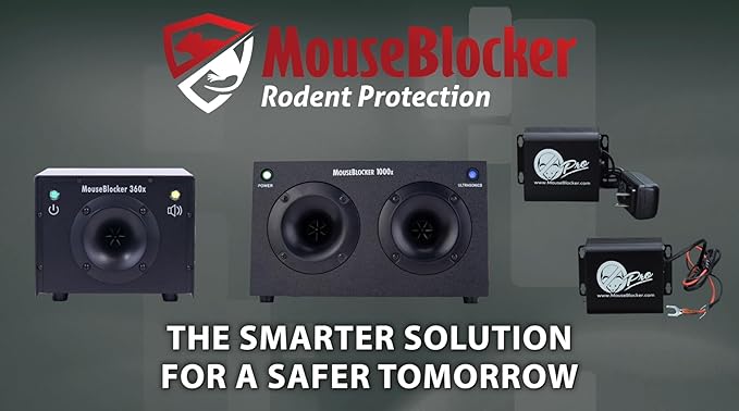 360 Outdoor Rodent Deterrent High Powered, Whisper Quiet Mouse Blocker That Protects up to 1000 sq ft Outside. RV, Camper, Carport, Mobile Home, 5th Wheel and All Vehicles.