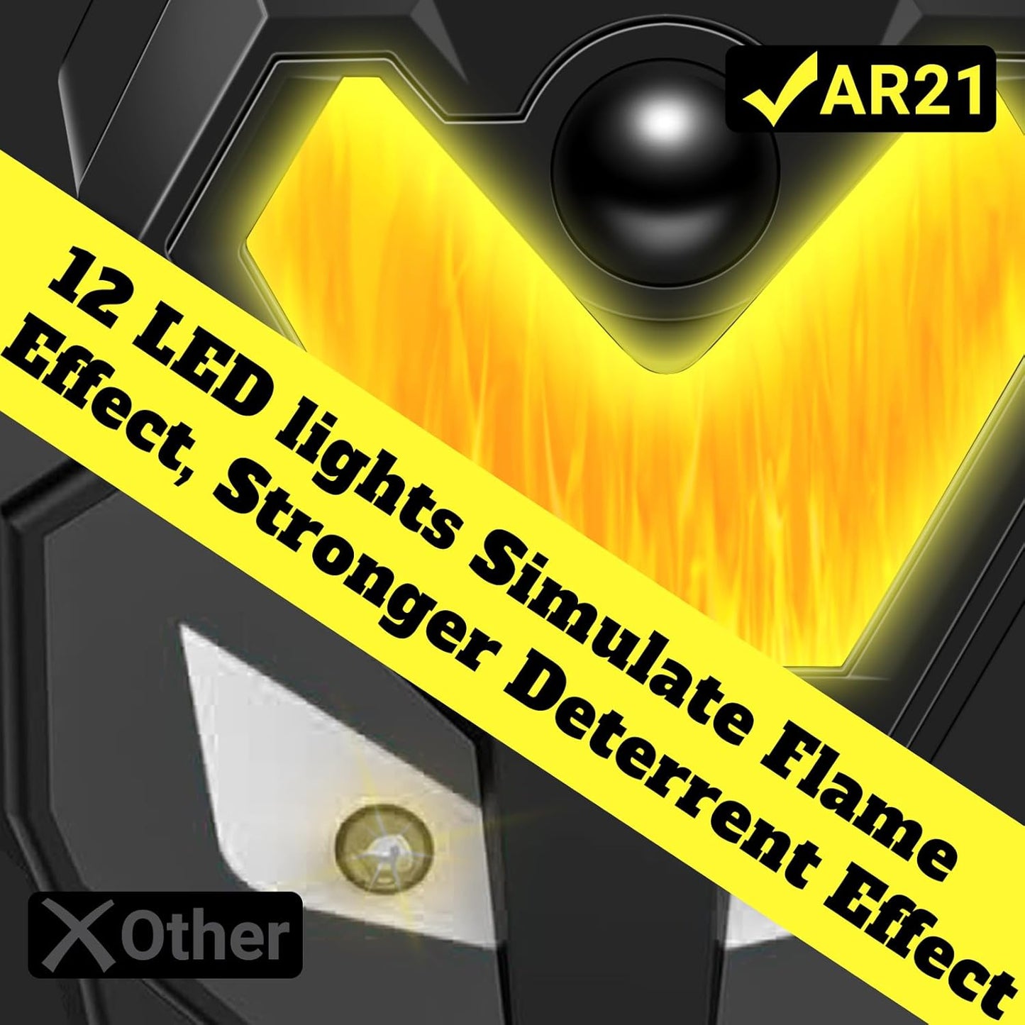 Qualirey 4 Pcs Upgraded Solar Nocturnal Animal Repeller Flickering Flame Outdoor Animal Repellent Motion Activated Coyote Deterrent Light for Skunk Deer Chicken Coop Farm Garden Yard(Orange Light)