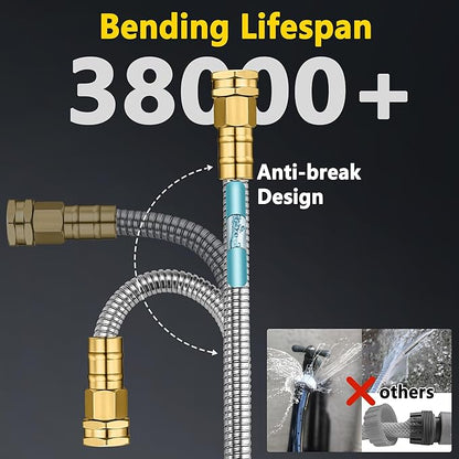 Metal Garden Hose 150 ft - Stainless Steel Garden Hose Leak-Proof with Layer Latex Core - 2025 Version/New Patented,Lightweight, Durable Hoses with Nozzles - Less-Kink Flexible Metal Water Hose