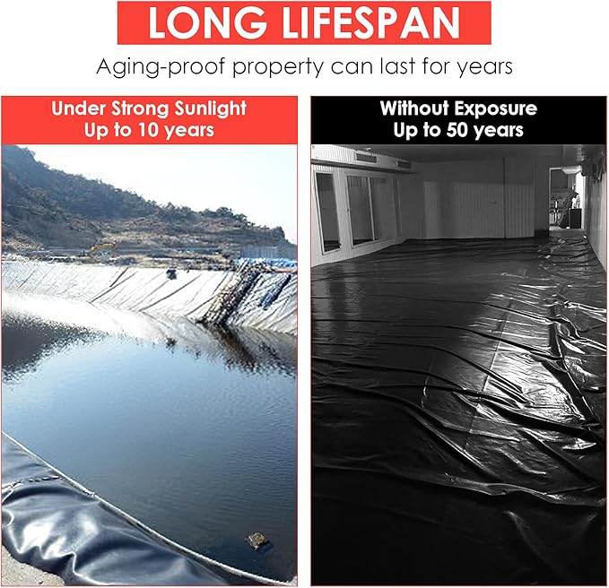 Garvee 10x15 ft Pond Liner, 45 Mil Thickness, Pliable & Durable EPDM Material, Easy Cutting & UV Resistant, for Fish or Koi, Features, Waterfall Base, Fountains and Water Gardens