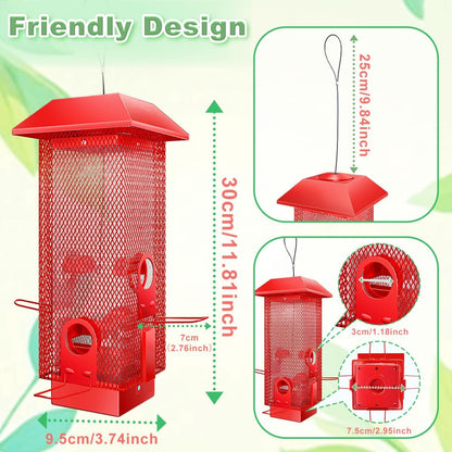 Squirrel Proof Bird Feeder, 2.5LB Heavy-Duty Metal Wild Bird Feeder with Weight-Activated Spring, Weatherproof Outdoor Hanging Birdfeeders for Cardinals, Blue Jays, Finches