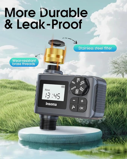 2-Packs Water Timer for Outdoor Garden Hose, Hose Timer with Rain Delay/Manual Mode, Automatic Drip Irrigation Controller System for Lawn Yard Garden Watering