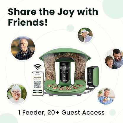 Birdfy 2 Smart Bird Feeder with Camera, AI Identifies Bird Species, 2K Dual-Lens + Side HD Camera for Live Streaming & Feeding View, Solar-Powered Backyard Birdwatching Gift Present