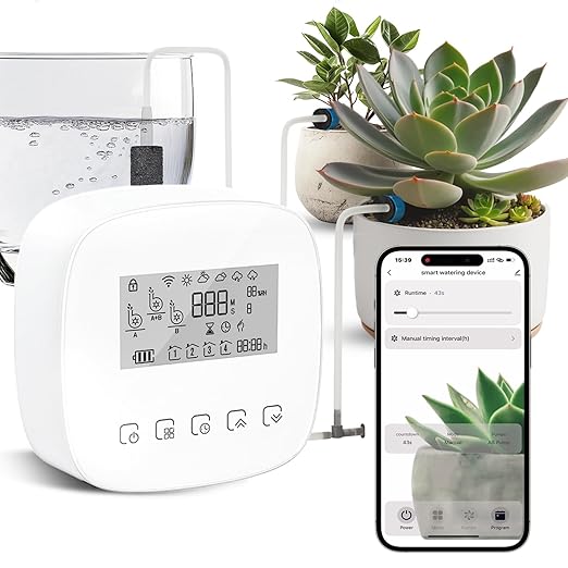 Automatic Drip Irrigation System, Plant Watering Devices with Timer, Plant Watering Devices for 20 Potted Plants, Indoor Outdoor Garden, Raised Beds, Greenhouse& Compatible with Alexa