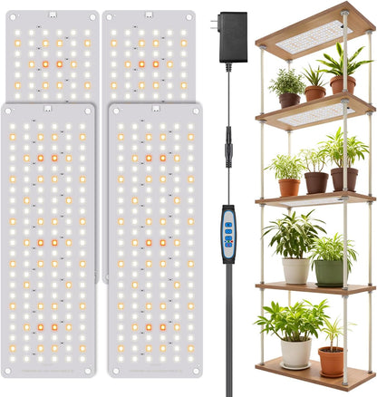 Garpsen Grow Light, 6000K Full Spectrum Plant Lights for Indoor Growing with Auto Timer 6/12/16H, 5 Dimmable Levels & 3 Color Modes, 552 LEDs Grow Lamp Panel for Seed Starting, Veg and Bloom(4Panels)