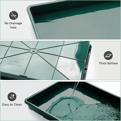 5 Pack Seed Starter Trays (17"x11"x2"), Plastic Flat Nursery Pots Trays, Durable Carrying Seedling Starter Tray, Reusable Tray for Planting and Collecting Drainage Water (Green)