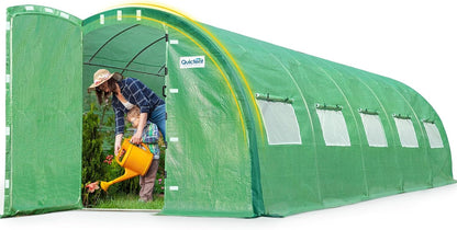 Quictent Premium Greenhouse Swing Door Large Walk-in Green Houses for Outdoors, Upgraded Tunnel Hoop House Frame and Cover for Outside Garden Plant, 2 Swing Door 10 Screen Window, 25x10x6.6 FT, Green