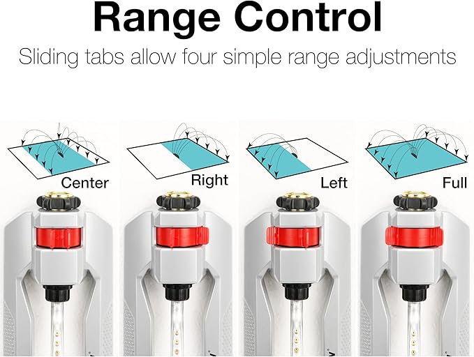 Eden 96218 Heavy Duty Turbo Oscillating Sprinkler, Covers Up to 3,700 sq. ft., 18 Brass Nozzles, Weighted Aluminum Base, Adjustable Range, Quick Connect Bundle, Silver, Red, Black