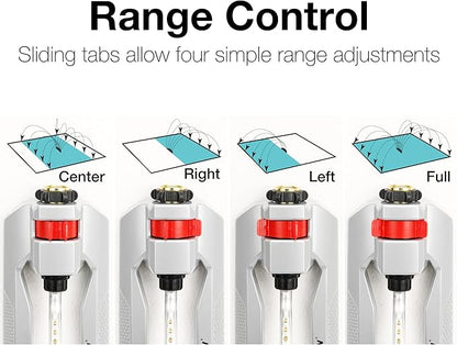 Eden 96218 Heavy Duty Turbo Oscillating Sprinkler, Covers Up to 3,700 sq. ft., 18 Brass Nozzles, Weighted Aluminum Base, Adjustable Range, Quick Connect Bundle, Silver, Red, Black