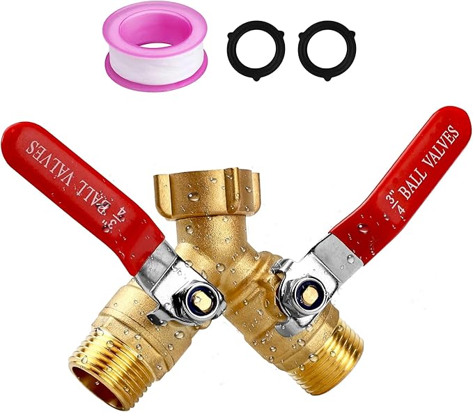 Heavy-Duty Dual-Port Garden Hose Splitter, 304 Stainless Steel Long-Handle Outdoor Full-Flow Hose Manifold, Y-Style Valve with 3/4-Inch GHT Threads